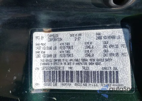 1997 Dodge Dakota Slt/Sport from USA, damaged, VIN 1B7GG23X0VS220118